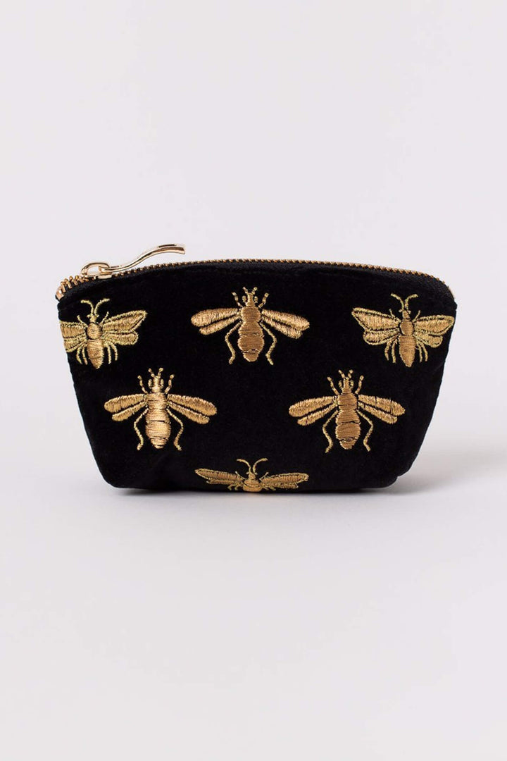Elizabeth Scarlett 65832 Charcoal Velvet Honey Bee Purse - Olivia Grace Fashion