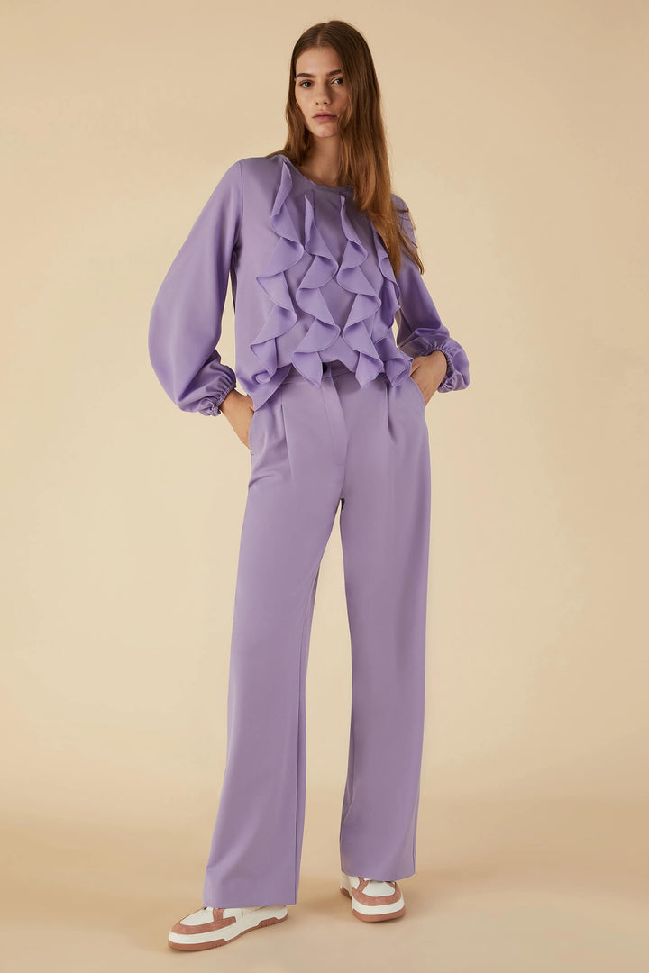 Emme Estonia 2351110135200 Lilac Ruffle Front Top - Olivia Grace Fashion