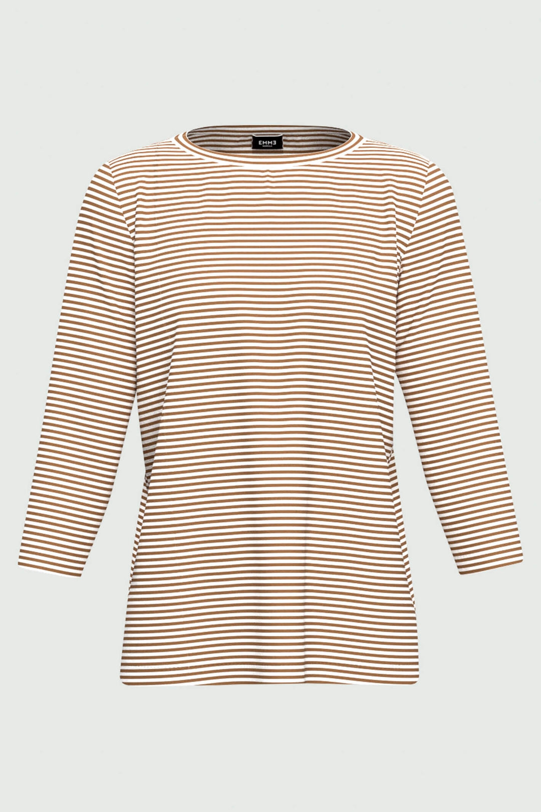 Emme Scalo 2359710635200 Camel Brown Striped Long Sleeve T-Shirt - Olivia Grace Fashion