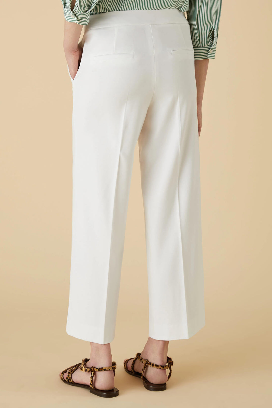 Emme Vocio 2357810435200 White Jersey Trousers - Olivia Grace Fashion