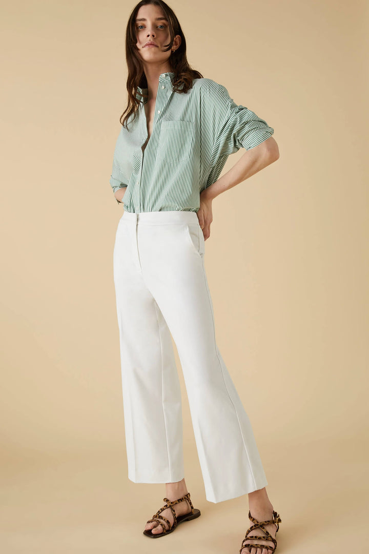 Emme Vocio 2357810435200 White Jersey Trousers - Olivia Grace Fashion