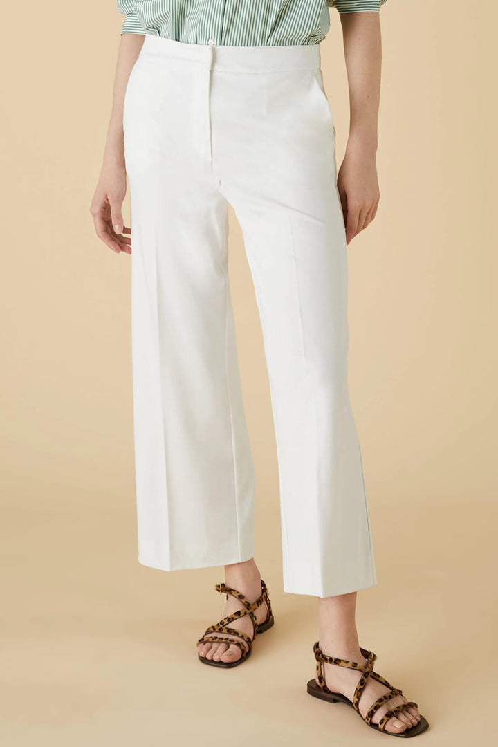 Emme Vocio 2357810435200 White Jersey Trousers - Olivia Grace Fashion