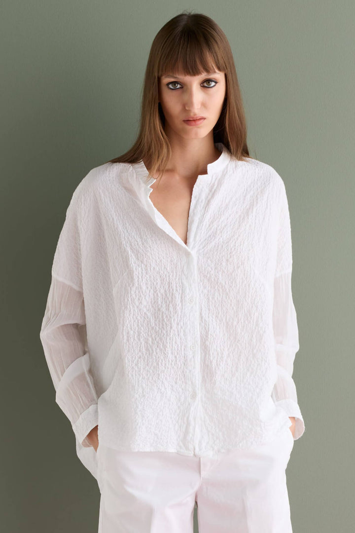 European Culture 67XU-3259-1101 Optical White Shirt - Olivia Grace Fashion