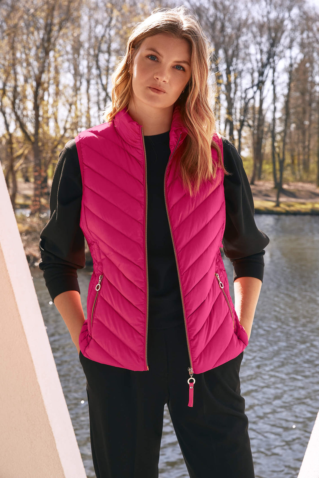 Frandsen 629-588-43 Pink Padded Gilet - Olivia Grace Fashion