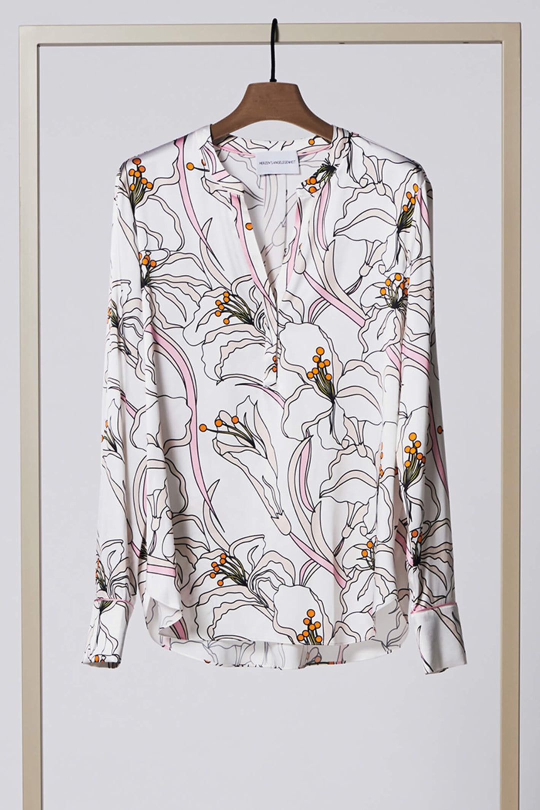 Herzen's Angelegenheit 6156 Sorbet Pink Print Blouse - Olivia Grace Fashion