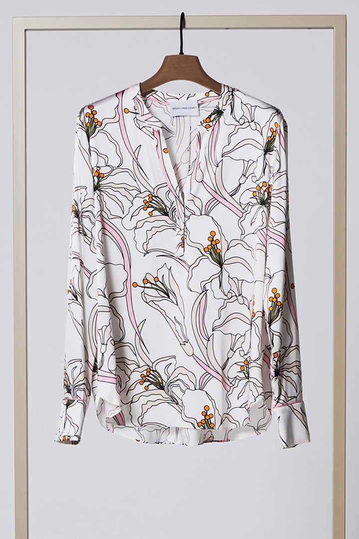 Herzen's Angelegenheit 6156 Sorbet Pink Print Blouse - Olivia Grace Fashion
