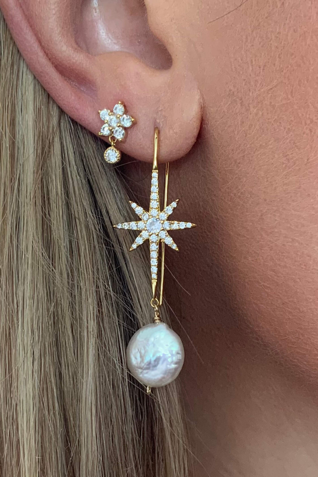 iCandi Rocks Bella North Star Earrings Gold - Olivia Grace Fashion