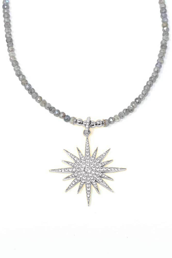 iCandi Rocks Silver Lola Star On Labrodite Necklace - Olivia Grace Fashion