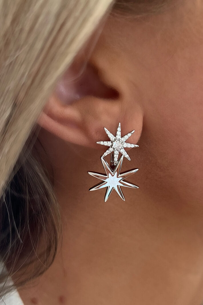 iCandi Rocks Twin Star Earrings in Silver - Olivia Grace Fashion