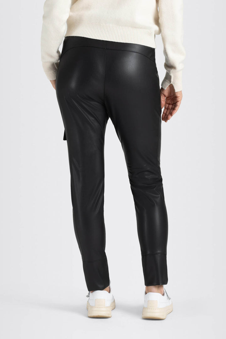 MAC 2742-00-0498L Future Black Light Vegan Leather Slip-On Trousers