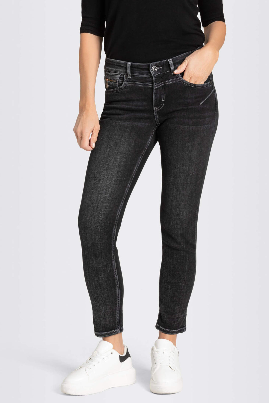 Mac 5766-90-0389L D962 Black Anthra Used Rich Slim Jeans - Olivia Grace Fashion