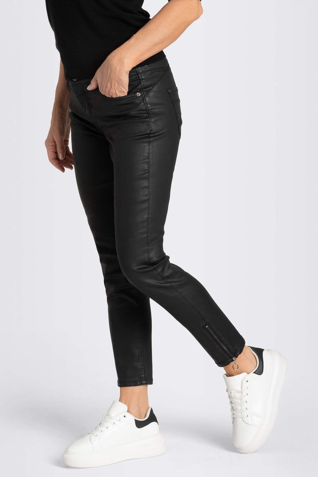 Mac 5768-01-0465L 090 Black Rich Slim Chic Coating Jeans - Olivia Grace Fashion