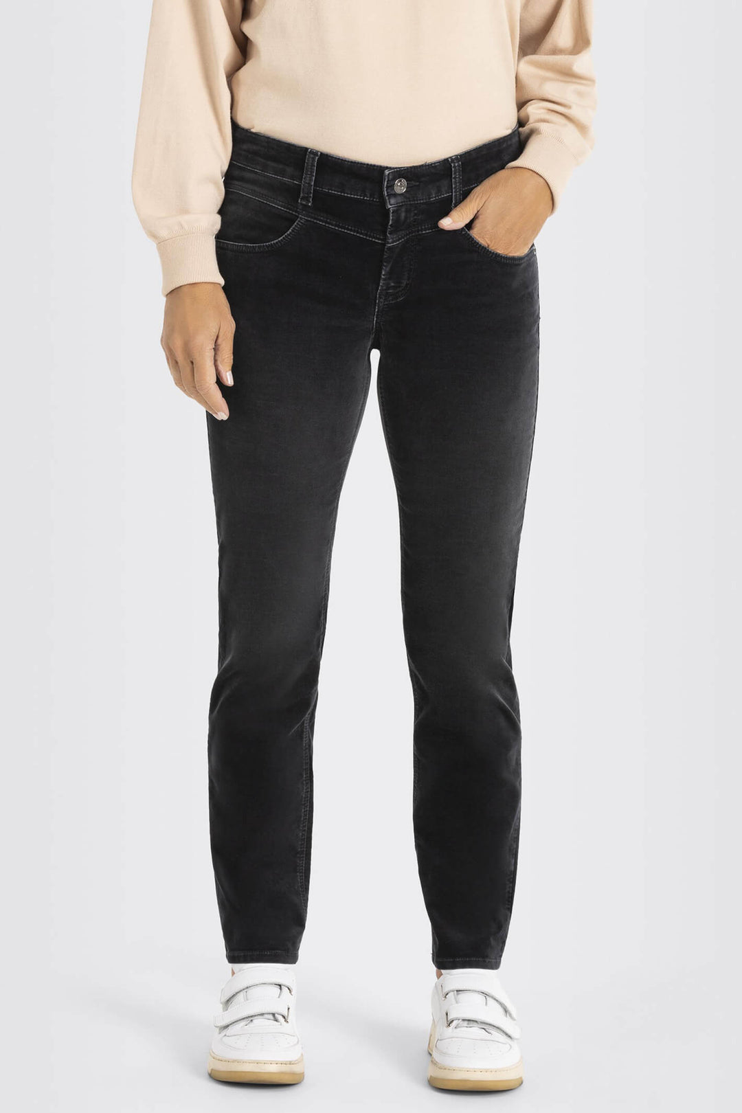 Mac 5798-00-0456 085 Night Grey Slim Velvet Jeans - Olivia Grace Fashion