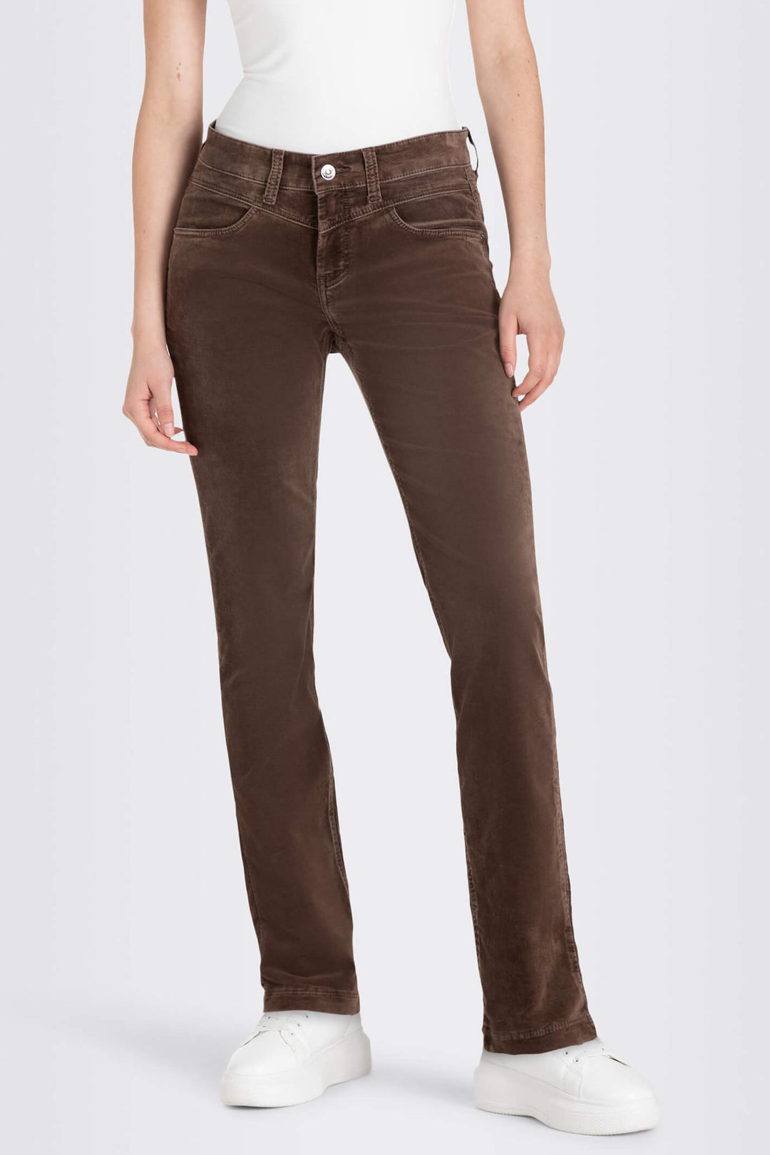 Mac 5798-00-0456 278 Fawn Brown Slim Velvet Jeans - Olivia Grace Fashion
