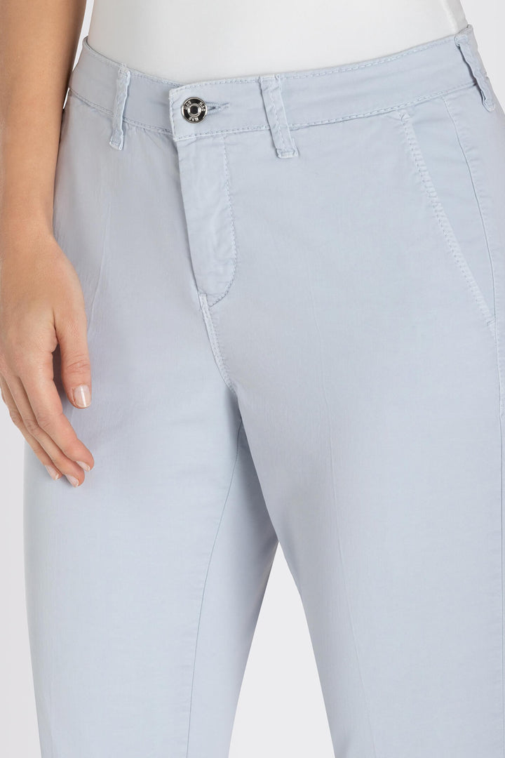 Mac Chino Turn Up 3075-00-0434L Cool Blue Stretch Gabardine Trousers - Olivia Grace Fashion