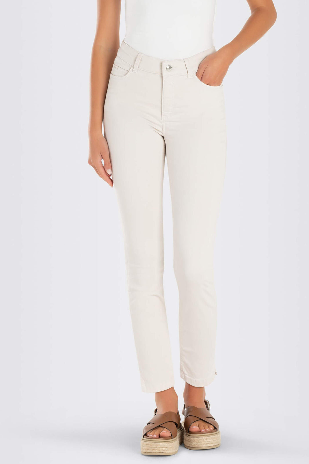 Mac Dream Summer 5495-00-0425L Antique White Cotton Jeans - Olivia