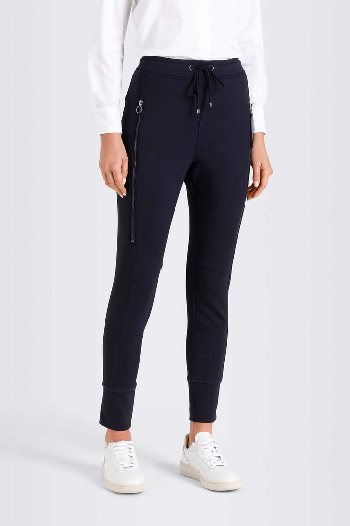 MAC Future Sporty Pull On Navy Trousers Front