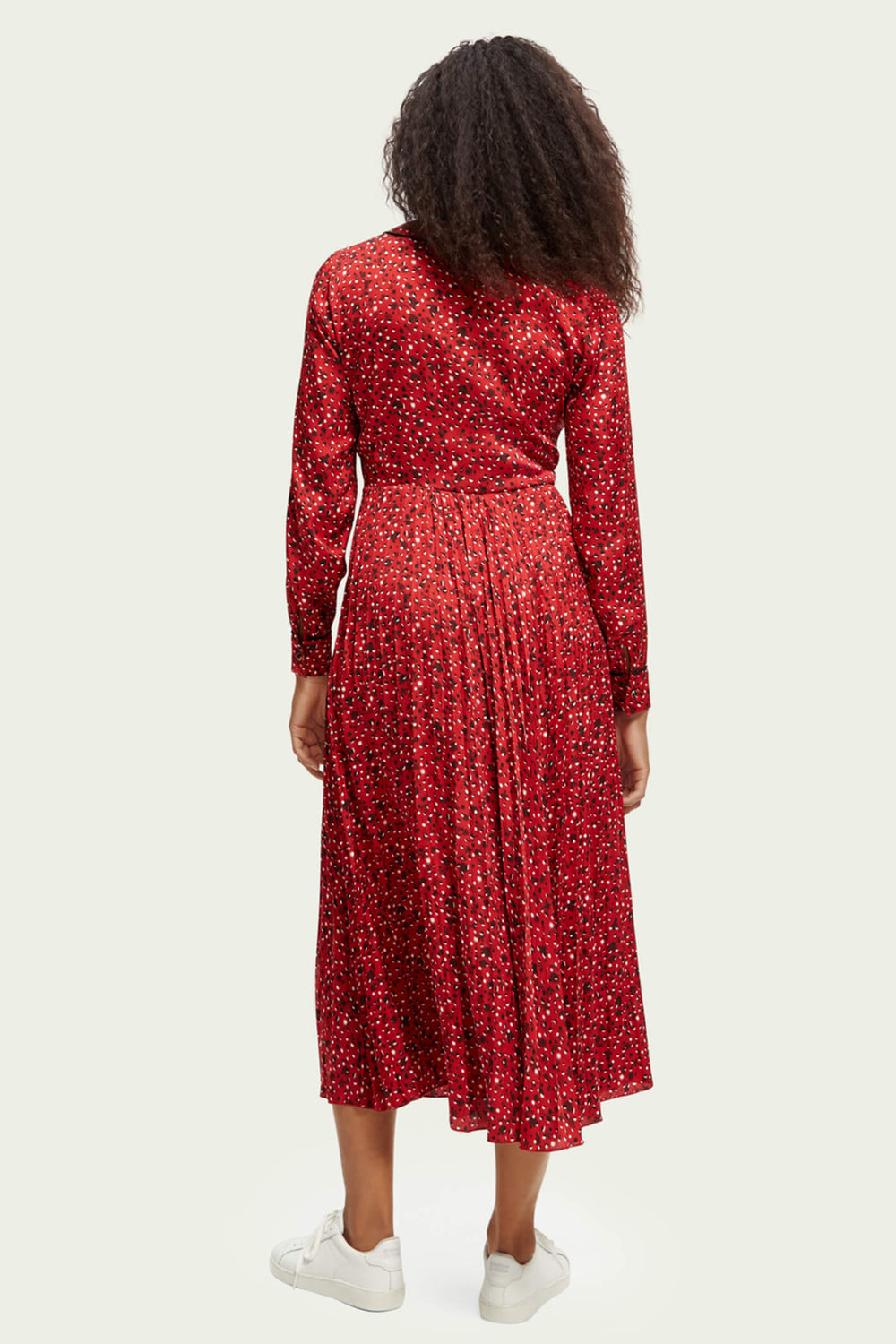 Maison Scotch 169573 Space Floral Scarlett Red Pleated Maxi Dress - Olivia Grace Fashion