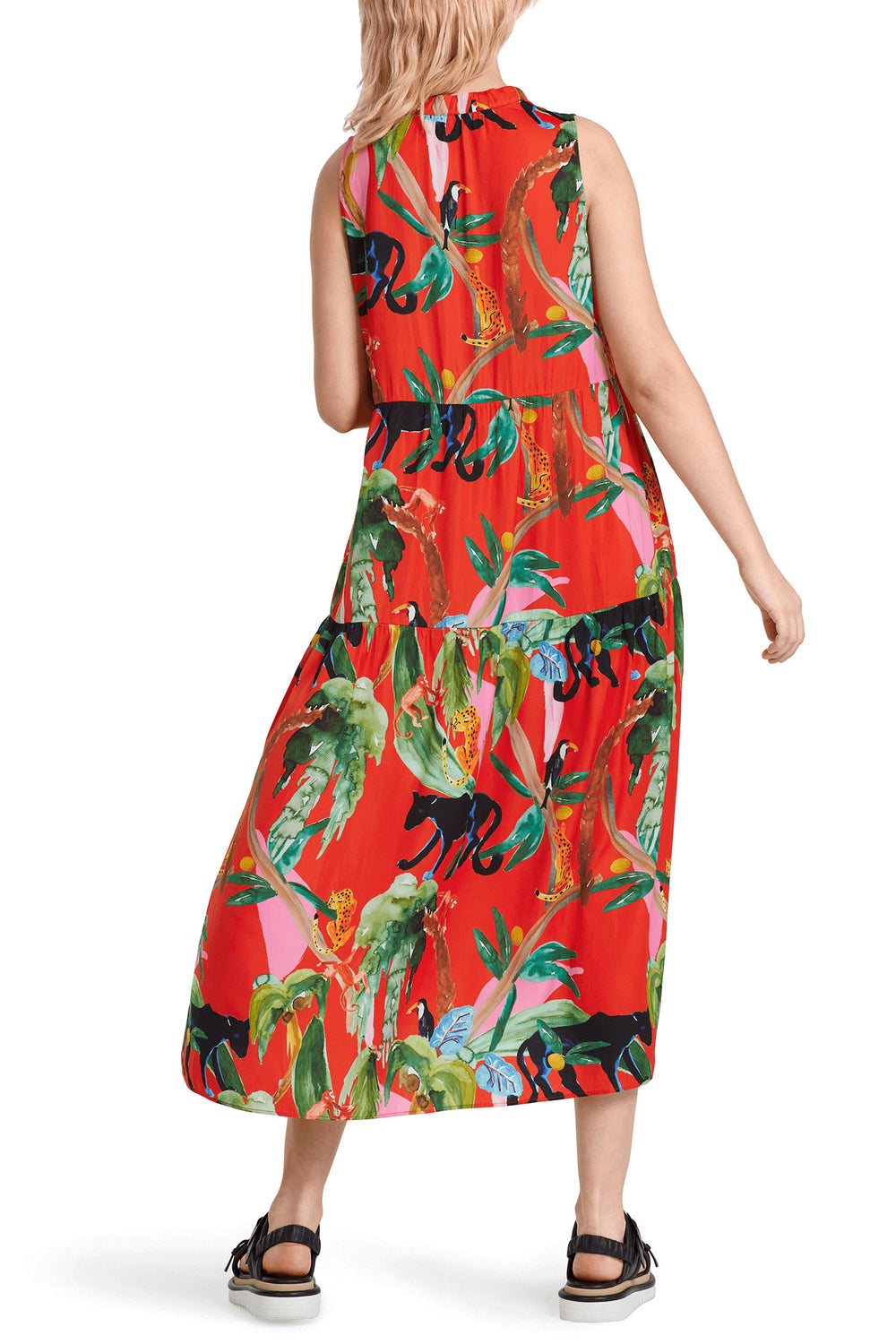 Marc Cain Additions UA 21.15 W61 Red Floral Print Sleeveless Dress - Olivia Grace Fashion