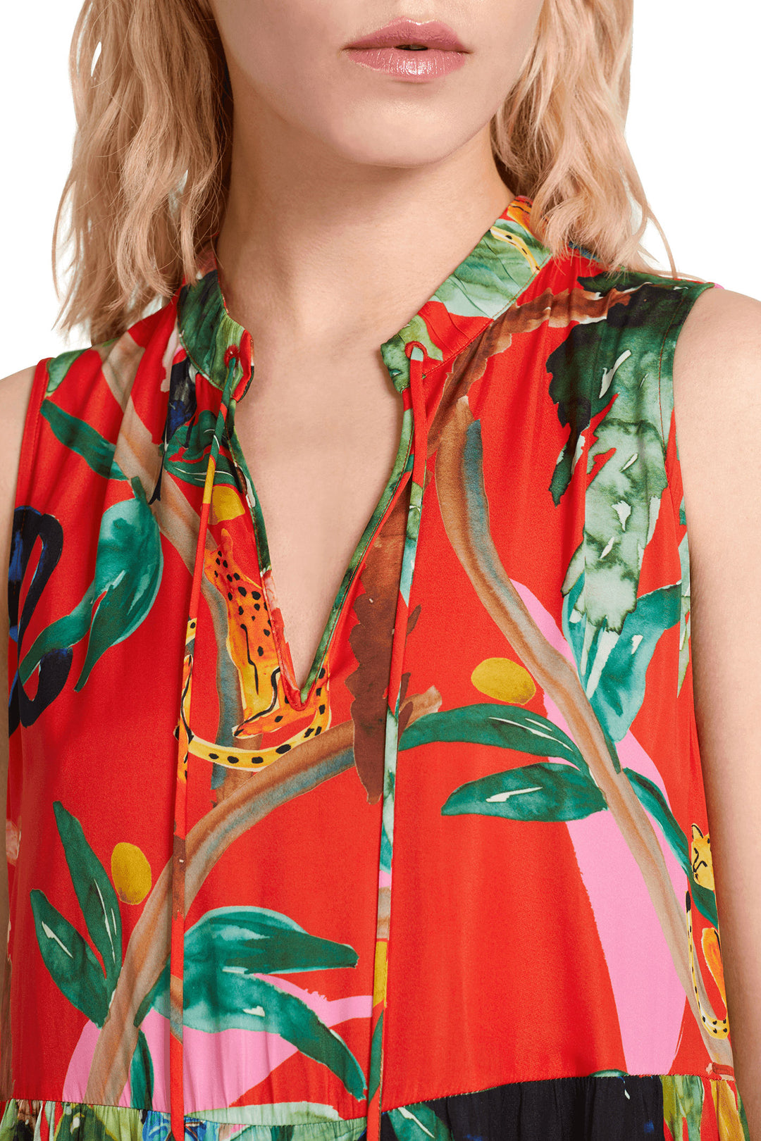 Marc Cain Additions UA 21.15 W61 Red Floral Print Sleeveless Dress - Olivia Grace Fashion