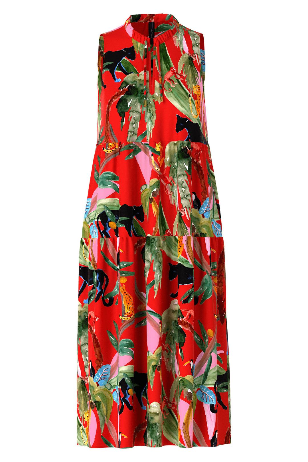Marc Cain Additions UA 21.15 W61 Red Floral Print Sleeveless Dress - Olivia Grace Fashion