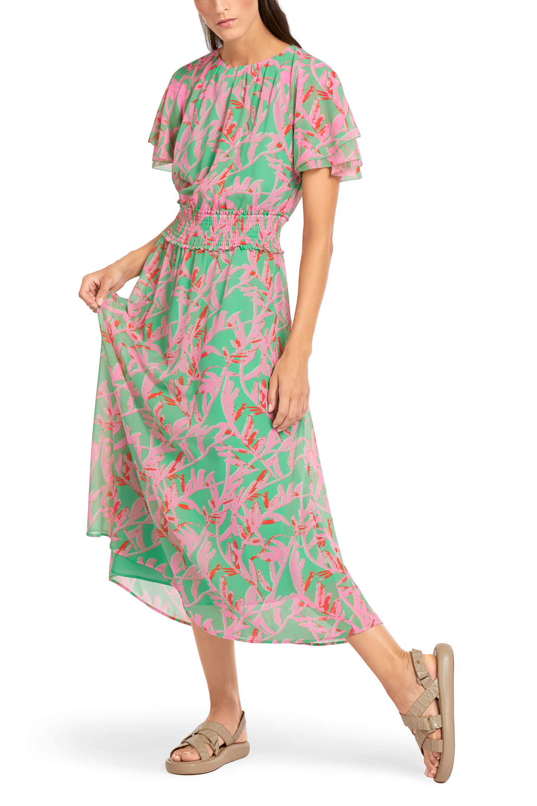 Marc Cain Collection UC 21.09 W43 Bright Jade Green Print Dress - Olivia Grace Fashion