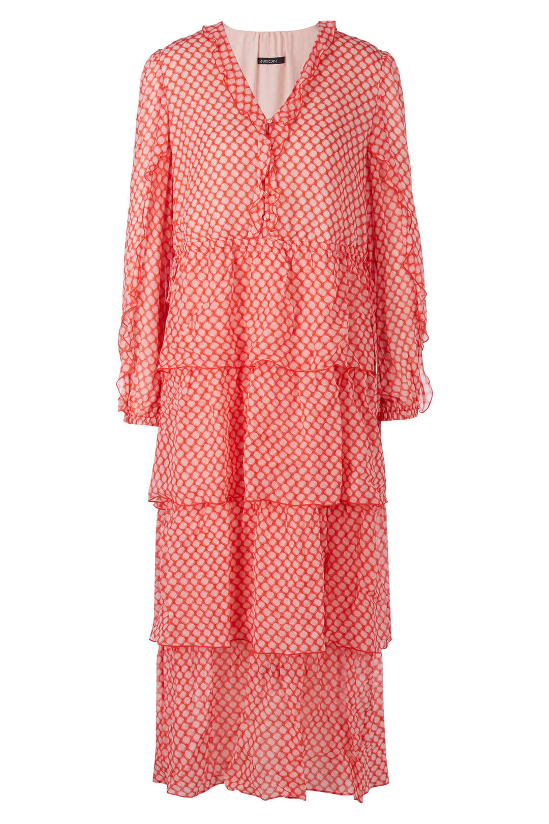 Marc Cain Collection UC 21.10 W46 Tangerine Orange Layered Dress - Olivia Grace Fashion