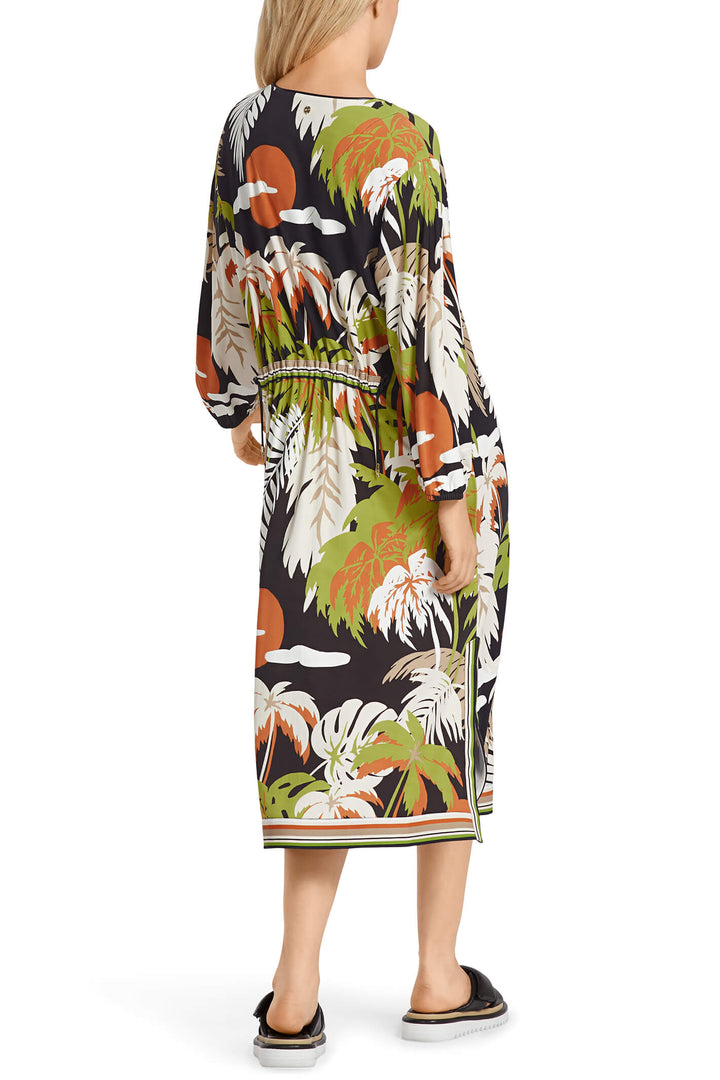 Marc Cain Collection UC 21.31 J68 Deep Olive Green Palm Print Dress - Olivia Grace Fashion