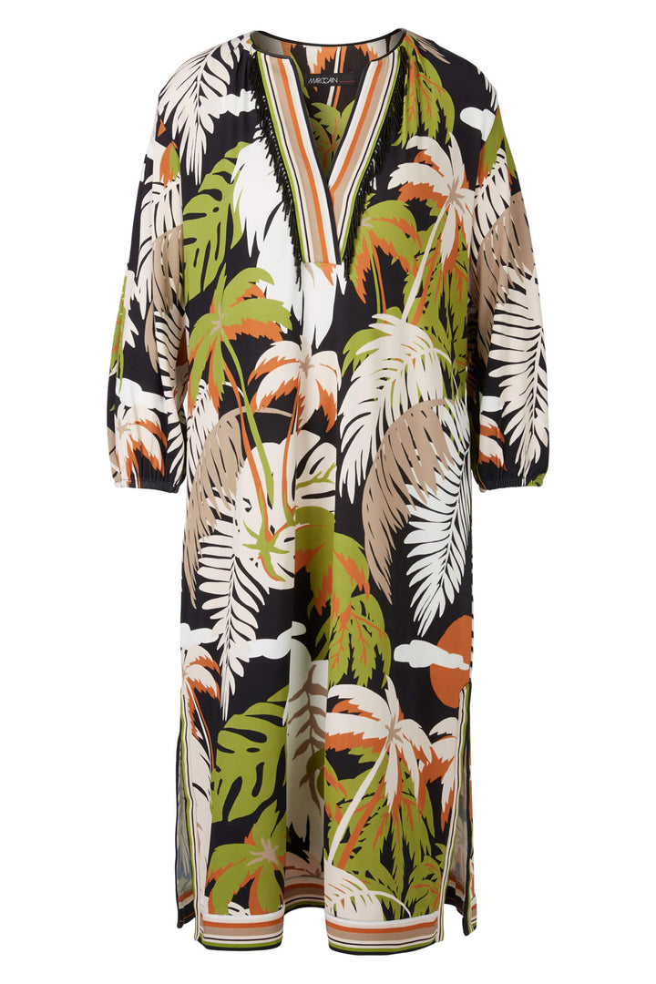Marc Cain Collection UC 21.31 J68 Deep Olive Green Palm Print Dress - Olivia Grace Fashion