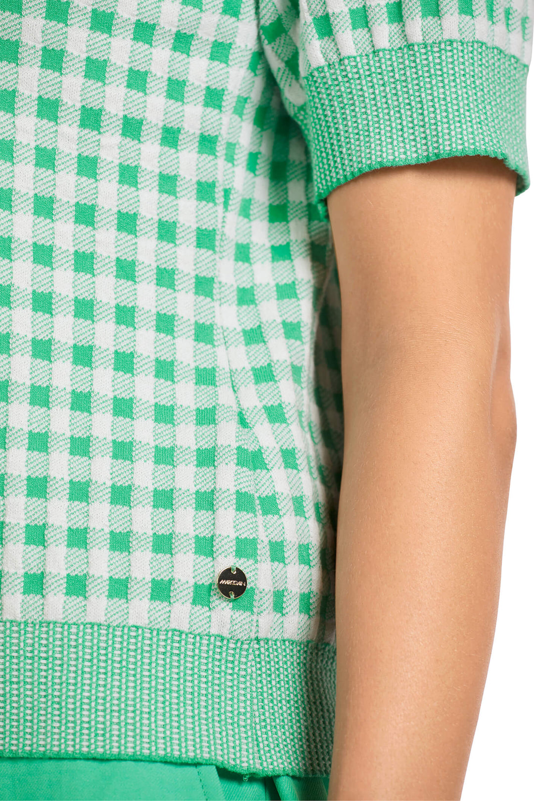 Marc Cain Collection UC 41.25 M13 Bright Jade Green Check Jumper - Olivia Grace Fashion