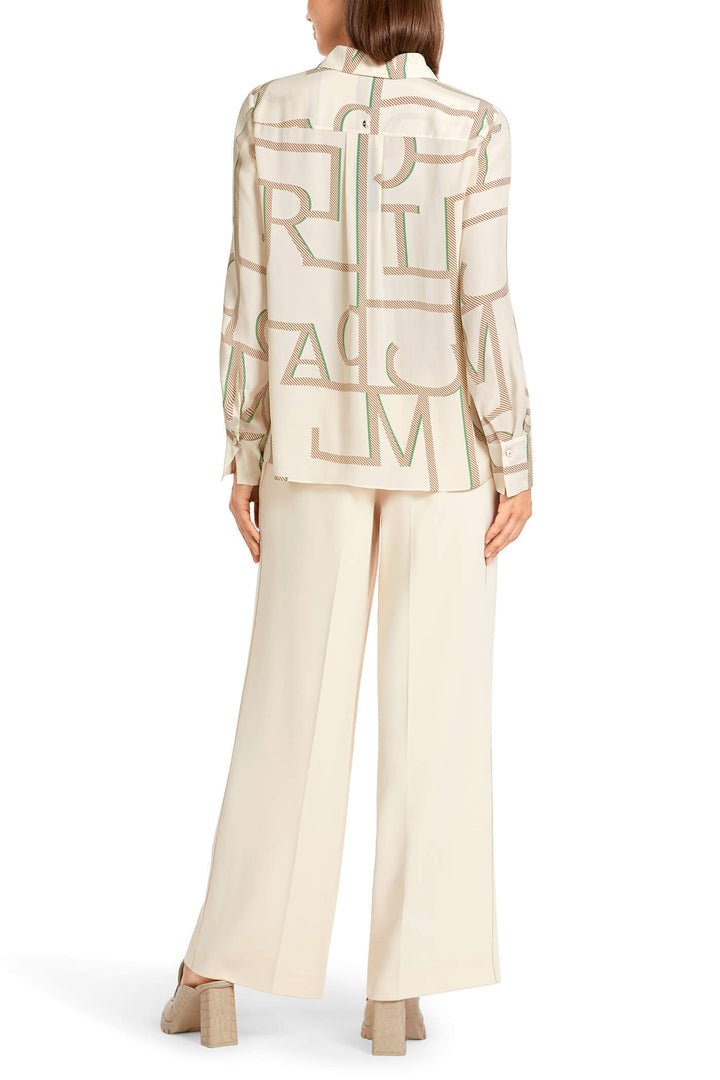 Marc Cain Collection UC 51.20 W38 Creme Motif Print Shirt - Olivia Grace Fashion