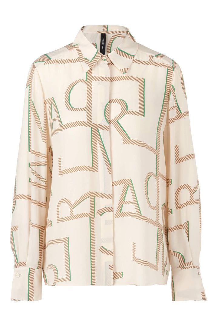 Marc Cain Collection UC 51.20 W38 Creme Motif Print Shirt - Olivia Grace Fashion