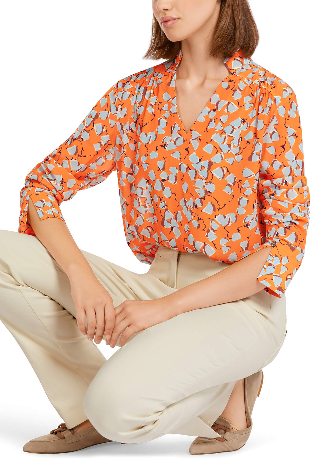 Marc Cain Collection UC 55.07 W34 Orange Print Top - Olivia Grace Fashion