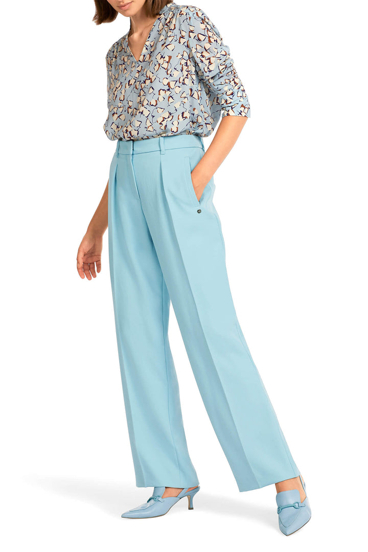 Marc Cain Collection UC 81.15 W03 Atmospheric Blue Wide Leg Trousers - Olivia Grace Fashion