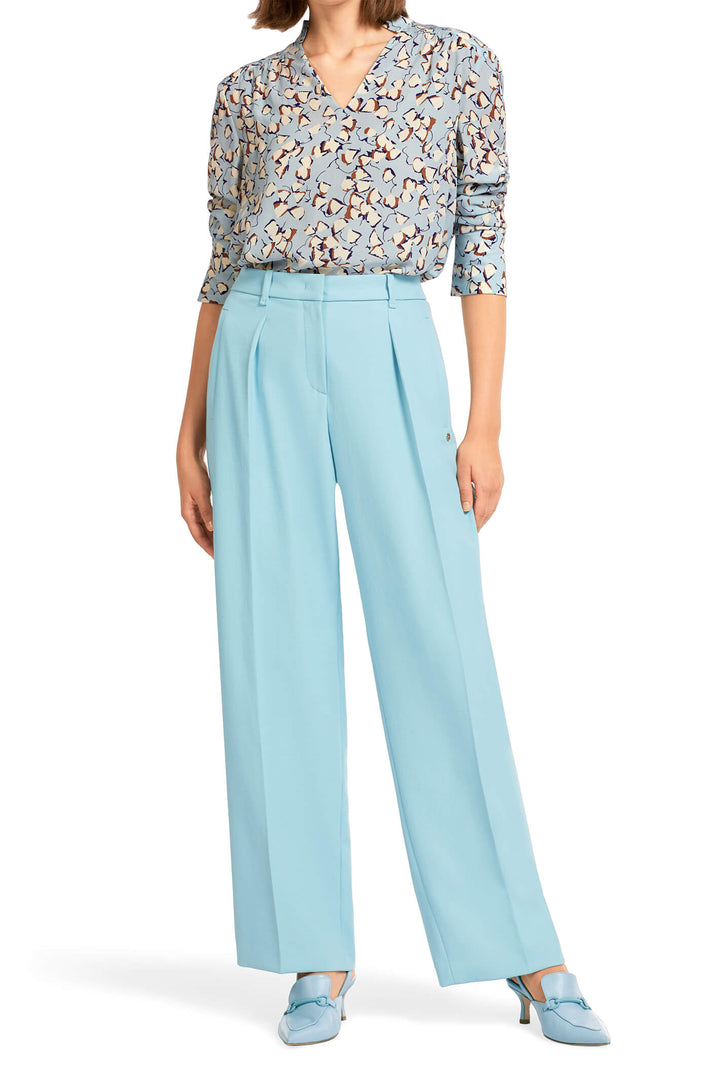 Marc Cain Collection UC 81.15 W03 Atmospheric Blue Wide Leg Trousers - Olivia Grace Fashion