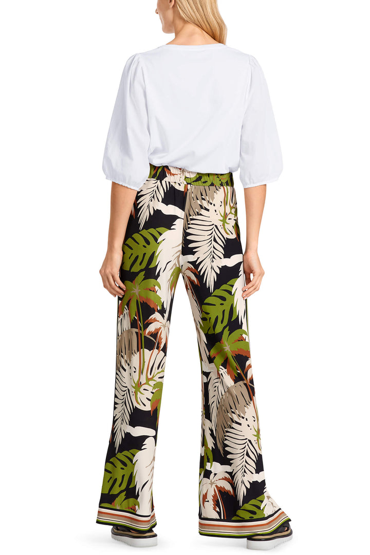 Marc Cain Collection UC 81.51 J68 Green Palm Print Trousers - Olivia Grace Fashion