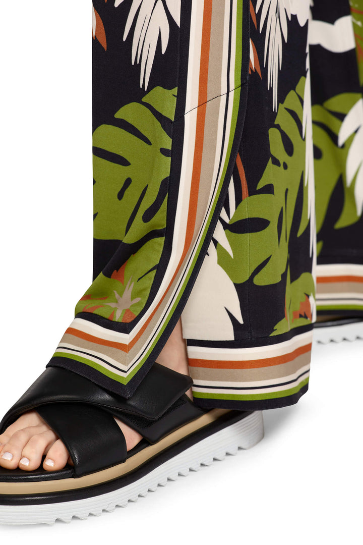 Marc Cain Collection UC 81.51 J68 Green Palm Print Trousers - Olivia Grace Fashion