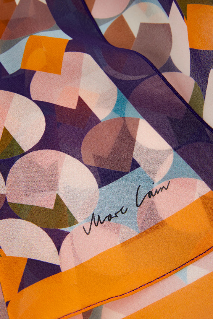 Marc Cain Collection UC B4.15 Z02 Orange Purple Print Scarf - Olivia Grace Fashion