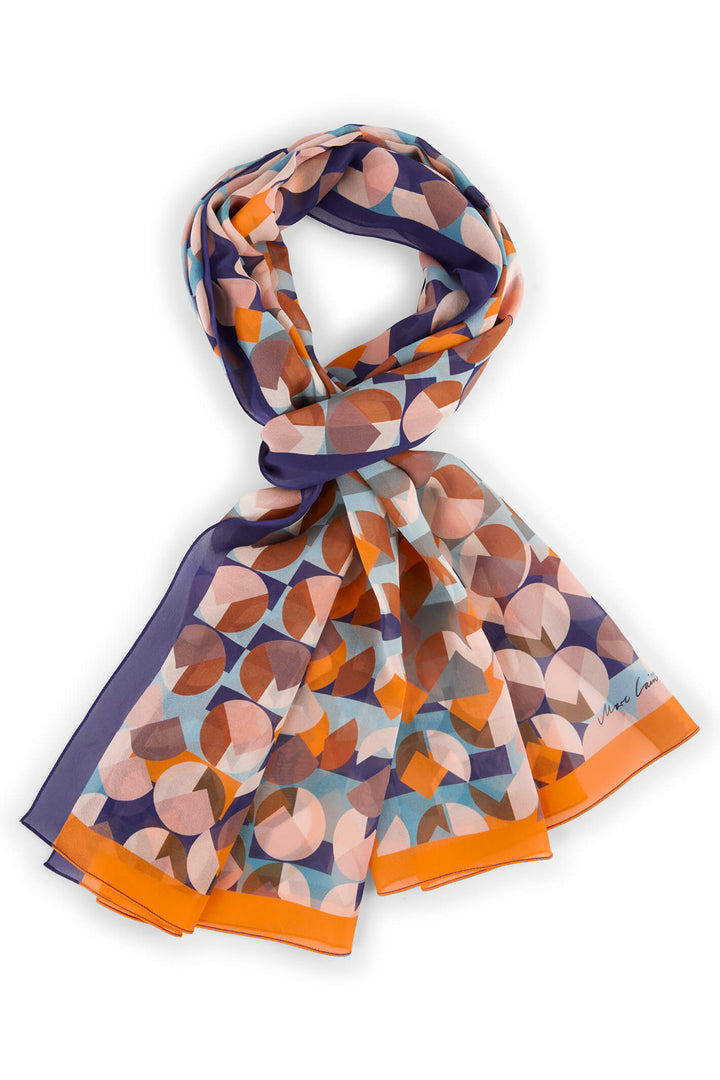 Marc Cain Collection UC B4.15 Z02 Orange Purple Print Scarf - Olivia Grace Fashion