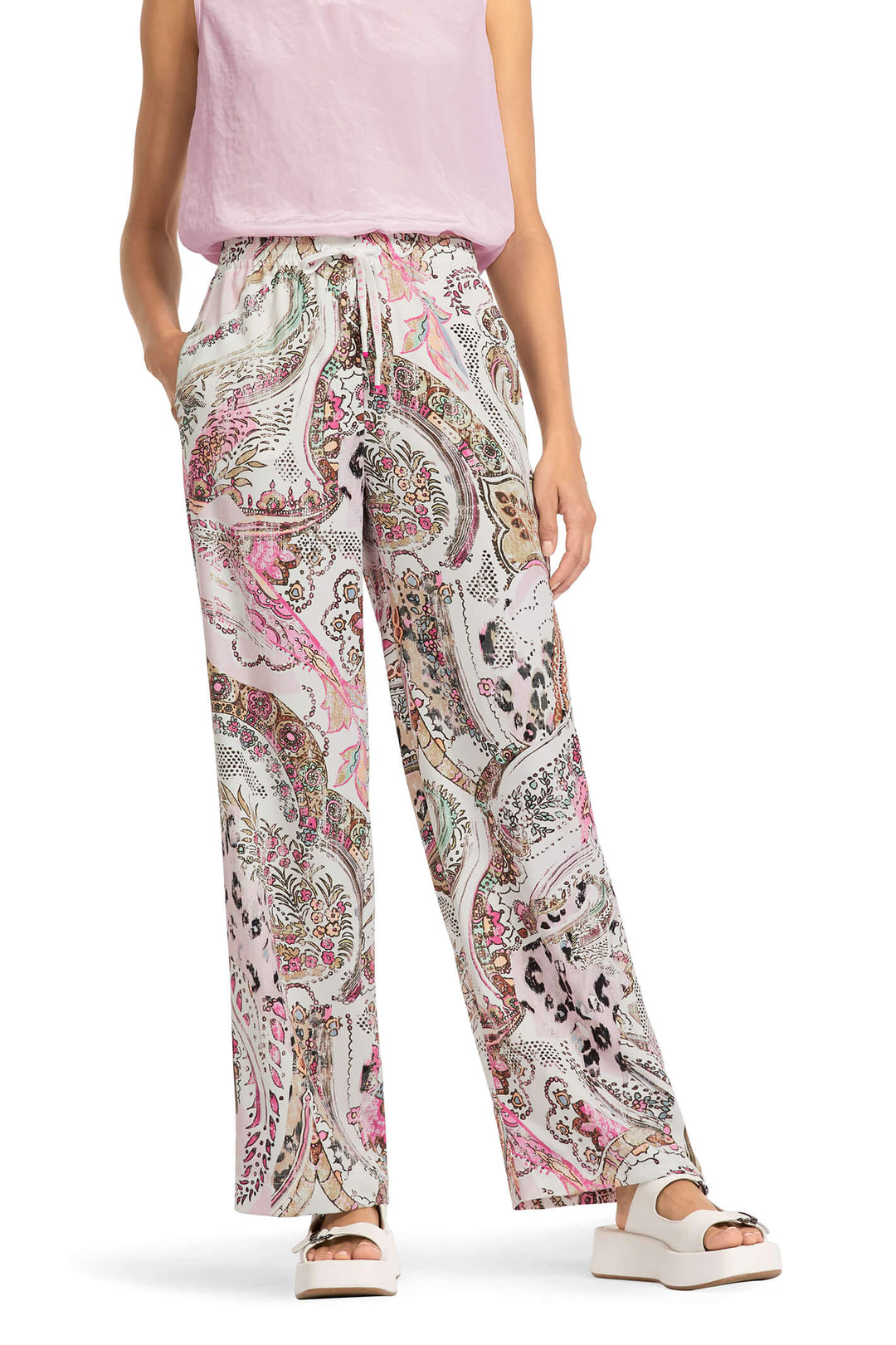 Marc Cain Sports US 81.12 W50 Light Lavender Print Trousers - Olivia Grace Fashion