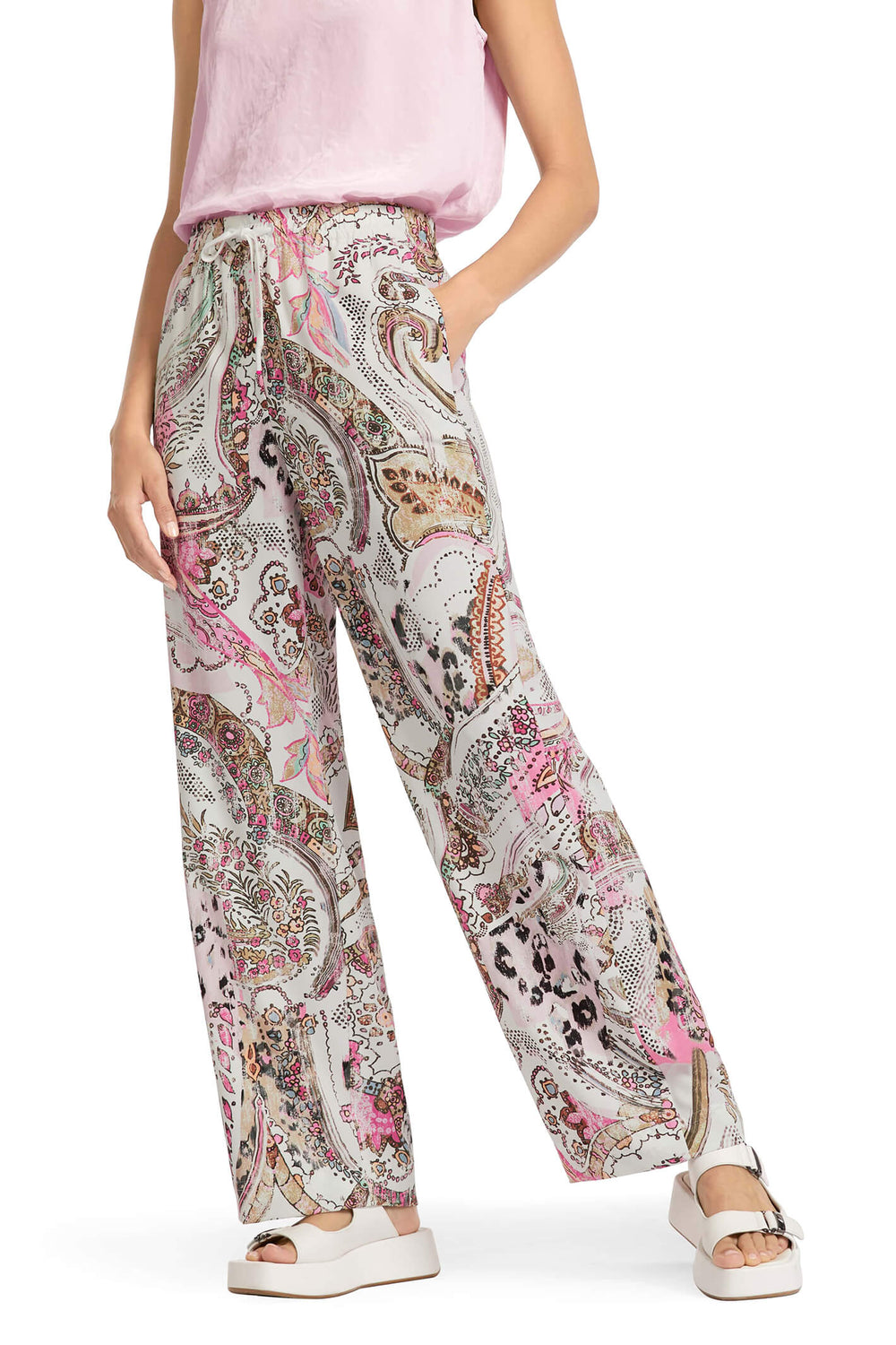 Marc Cain Sports US 81.12 W50 Light Lavender Print Trousers - Olivia Grace Fashion