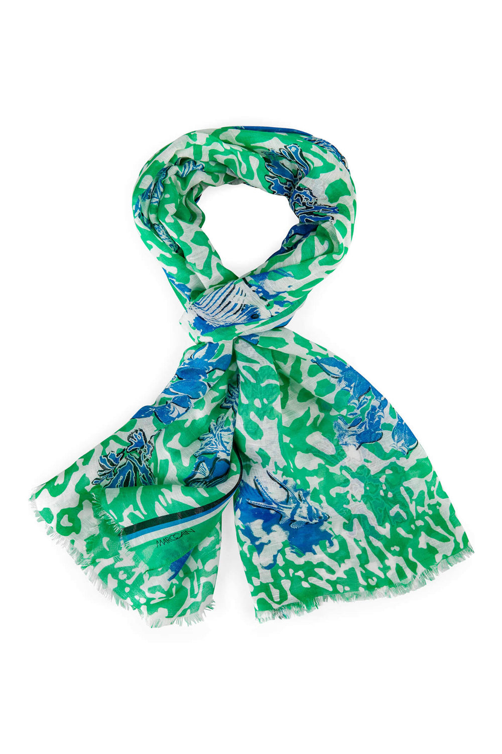 Marc Cain Sports US B4.07 Z28 Bright Basil Leaf Green Print Scarf - Olivia Grace Fashion