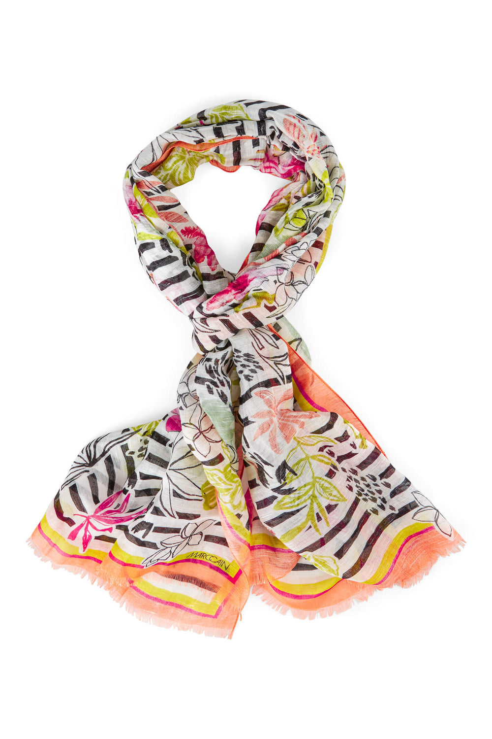 Marc Cain Sports US B4.07 Z30 Light Terracota Orange Print Scarf - Olivia Grace Fashion