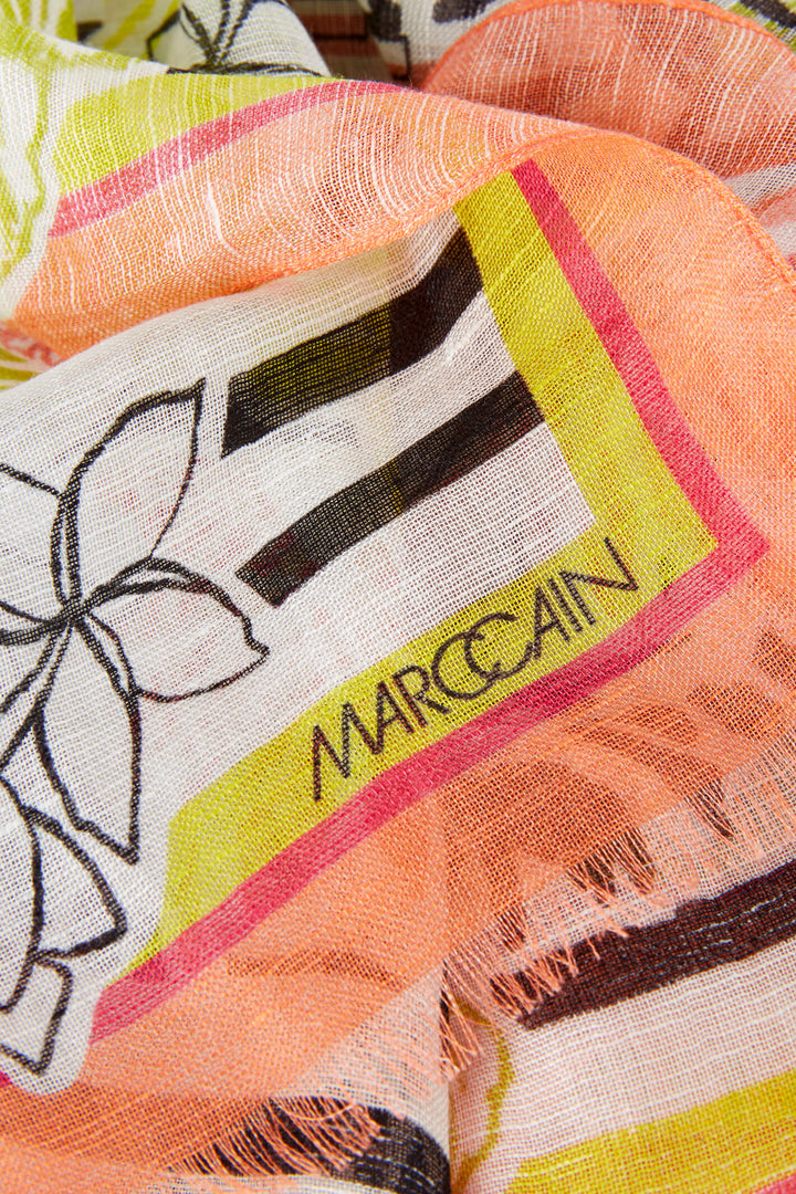 Marc Cain Sports US B4.07 Z30 Light Terracota Orange Print Scarf - Olivia Grace Fashion