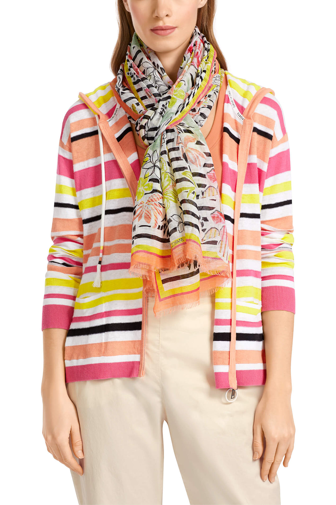 Marc Cain Sports US B4.07 Z30 Light Terracota Orange Print Scarf - Olivia Grace Fashion