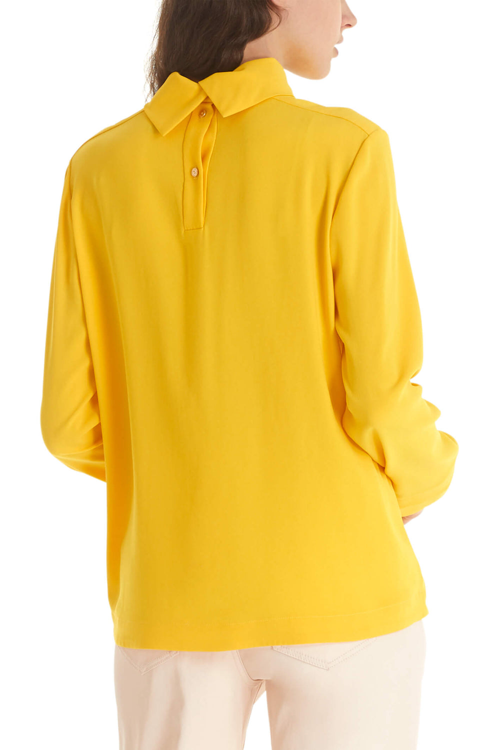 Marc Cain TC 55.13 W01 Saffron Yellow Reverse Collar Top - Olivia Grace Fashion