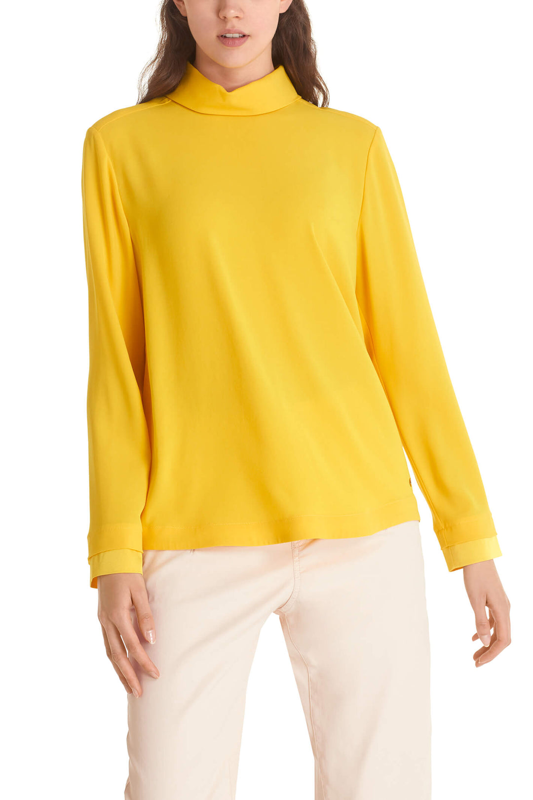 Marc Cain TC 55.13 W01 Saffron Yellow Reverse Collar Top - Olivia Grace Fashion