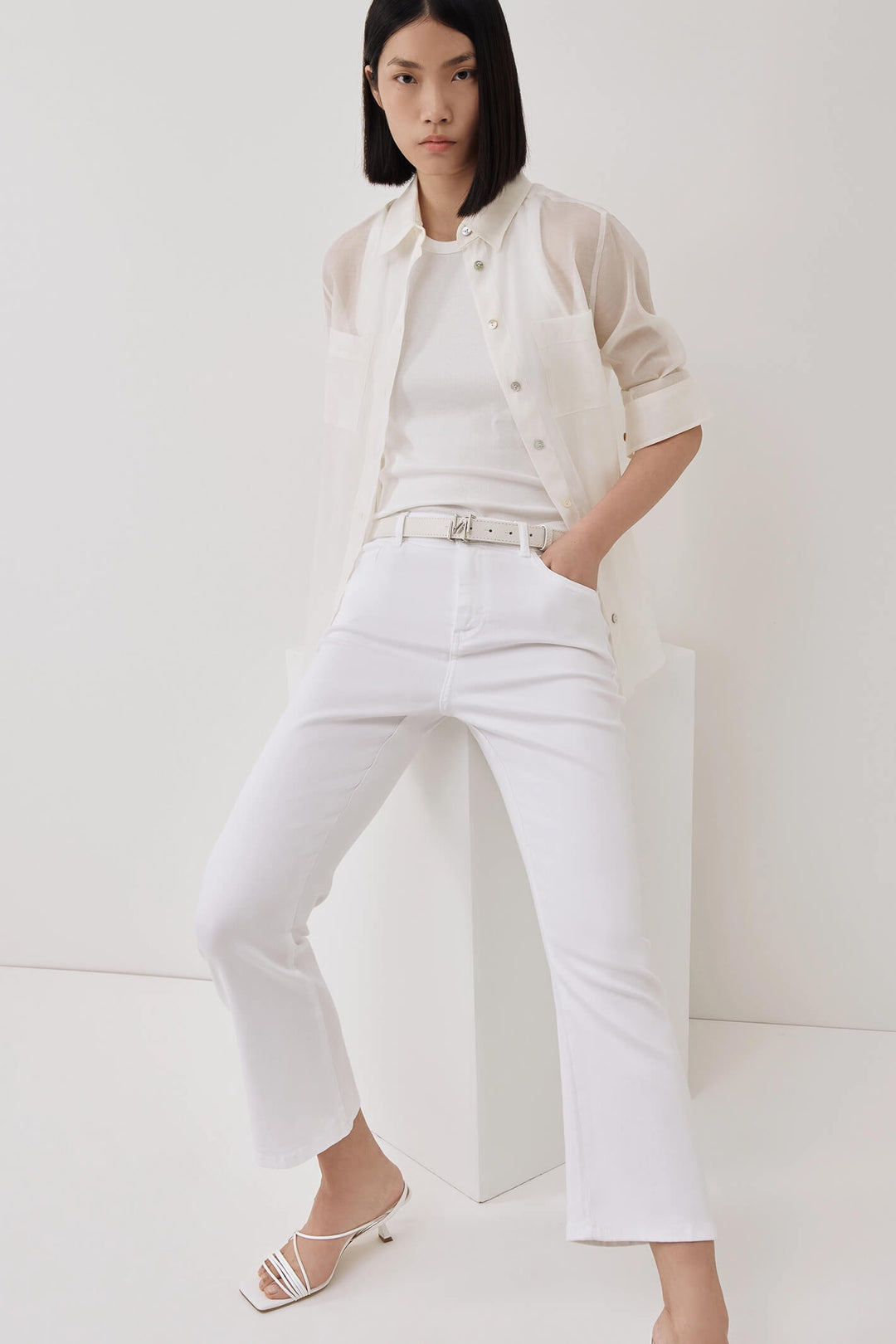 Marella Amerigo 2331310535200 White Cropped Jeans - Olivia Grace Fashion