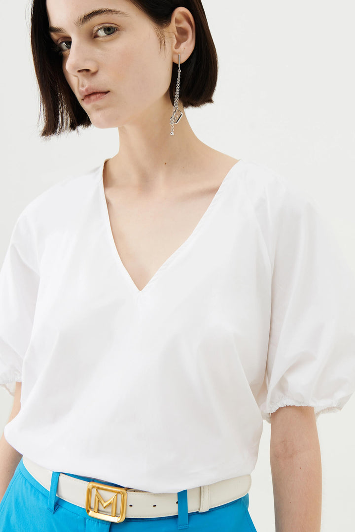 Marella Ariano 2331110132200 Optical White V-Neck Top - Olivia Grace Fashion
