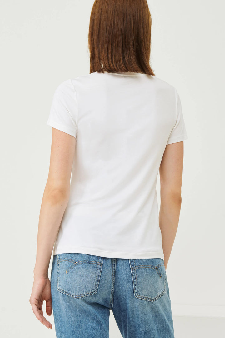 Marella Bamby 2339710131200 White Gathered T-Shirt - Olivia Grace Fashion